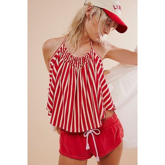 Free People We The Free Coastal Town Halter Top Striped Print Cotton M 281809 - Picture 1 of 9